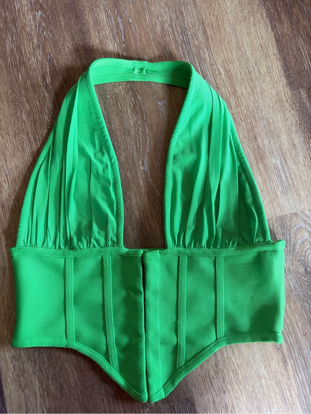 PrettyLittleThing Bright Green Corset Halter Top